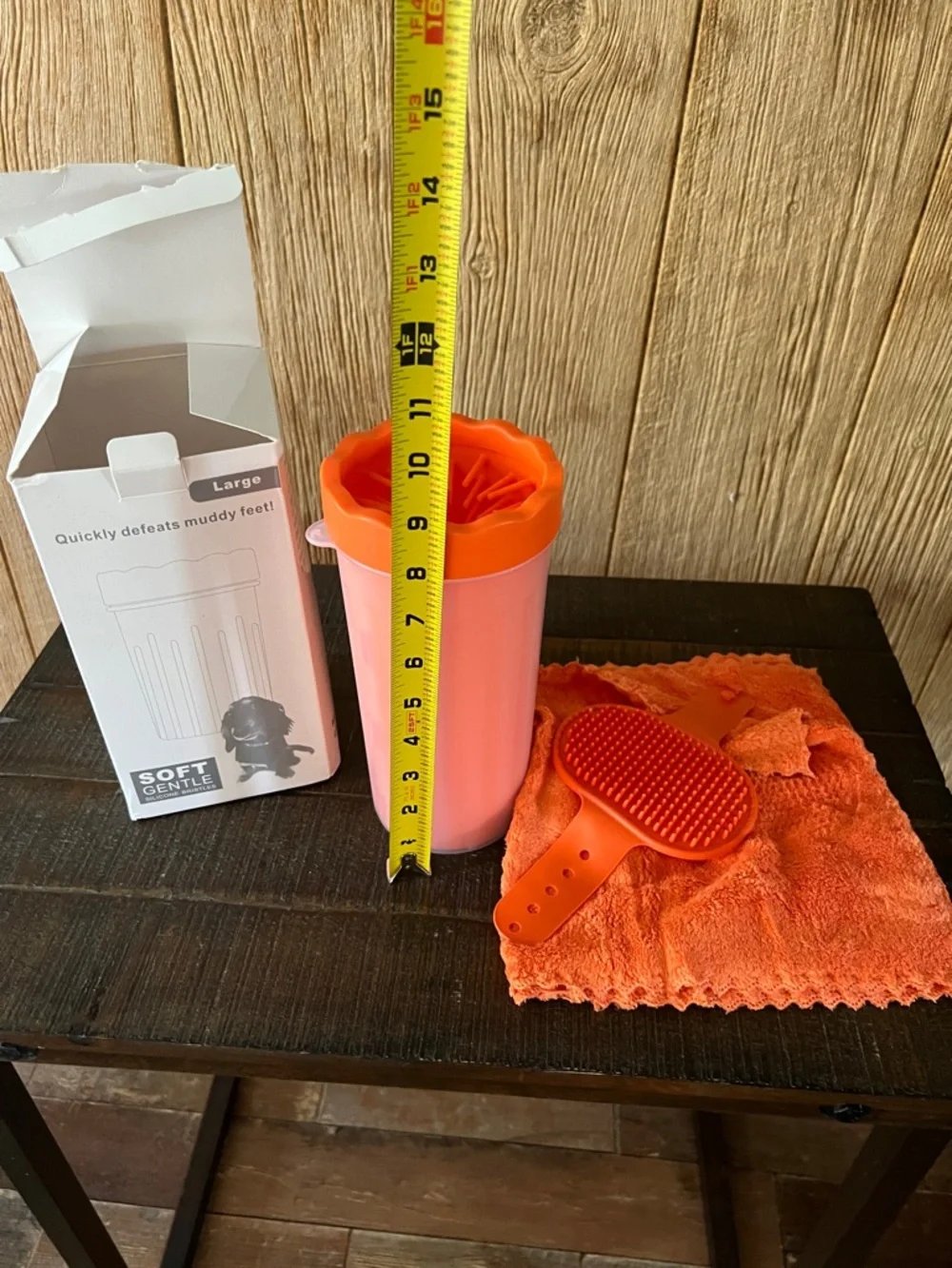 Silicone Pet Paw Cleaner & Grooming Brush Set - Orange